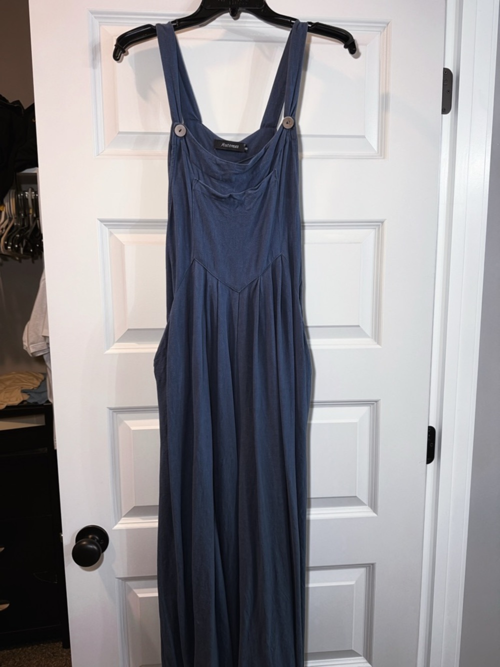 All Saints Slate Blue Maxi Pinafore Dress
